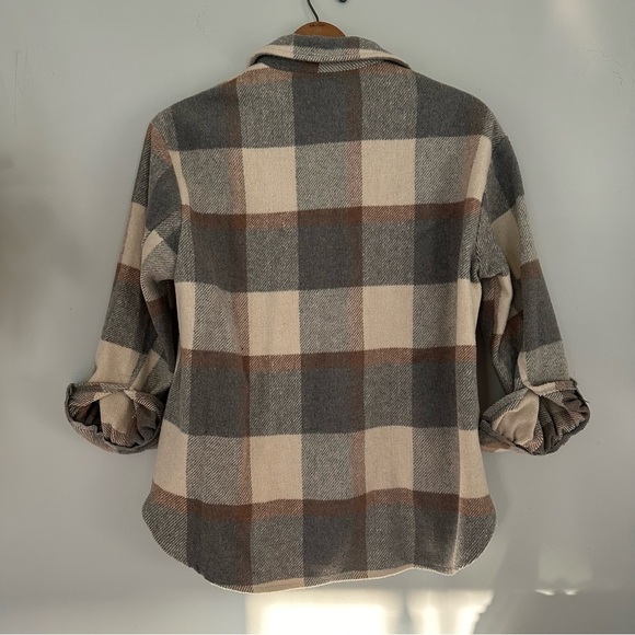 Grey Tan Plaid Checkered Shacket - Picture 10 of 14